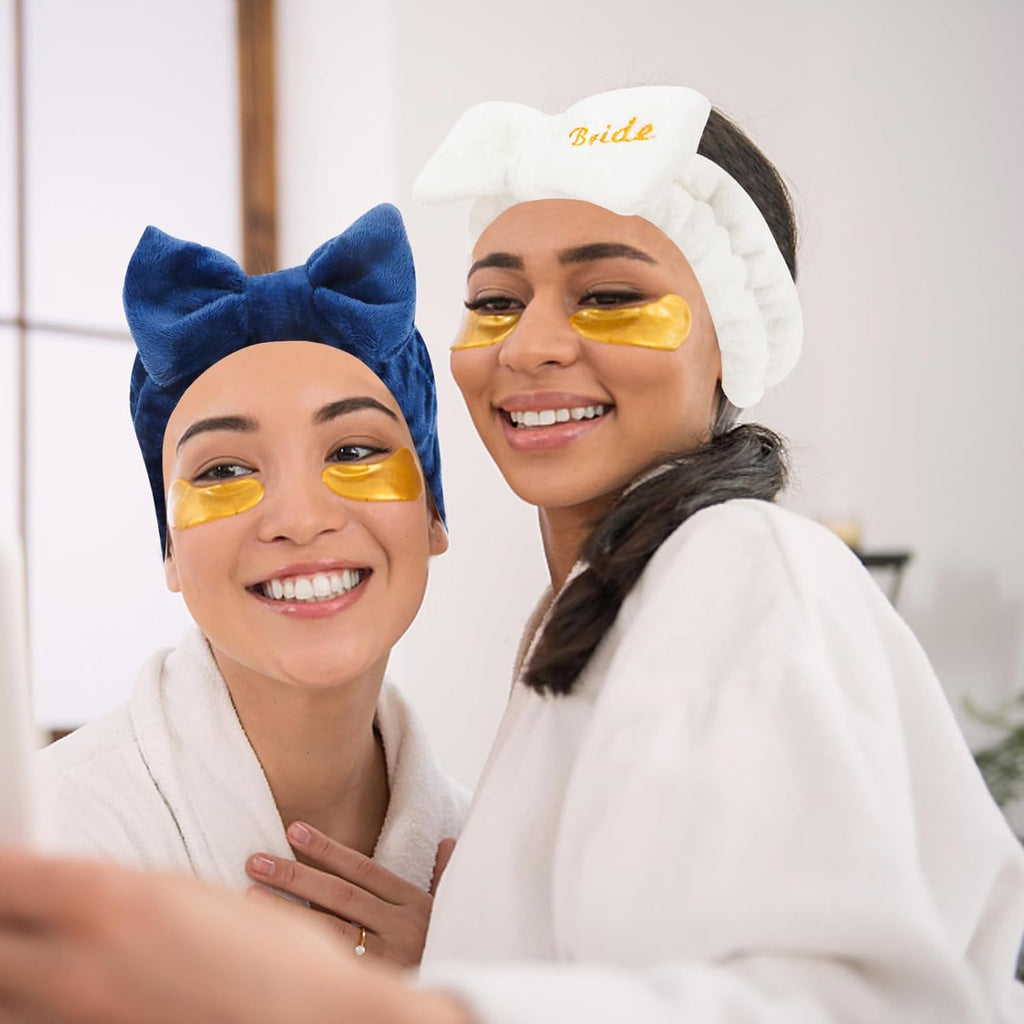 Semato Bachelorette Party Favor Set - Bride & Bridesmaid Spa Headbands (1 Bride + 7 Navy Blue)