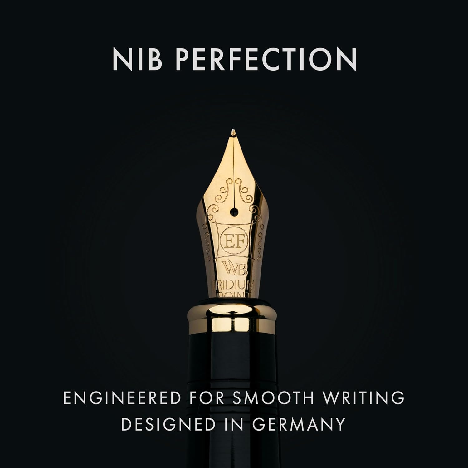 Wordsworth & Black Primori Fountain Pen Set [Blue Gold]; Extra Fine Nib, Gift Case, 24 Ink Cartridges, Refill Converter, Manual; Journaling, Calligraphy, Smooth Writing Pens; Left and Right Handed