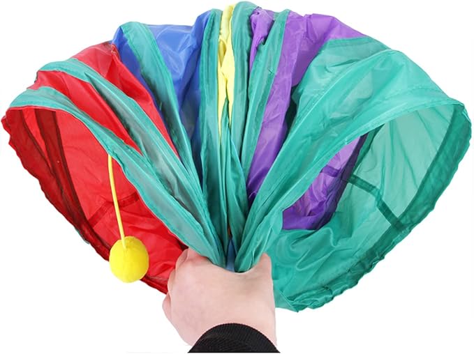32Pcs Cat Toys Kitten Interactive Pet Toys Assortments, Foldable Rainbow Tunnel, Teaser Wand Fluffy Mouse Crinkle Balls Bell Play for Puppy Kitty (3 way)-PawvioPets