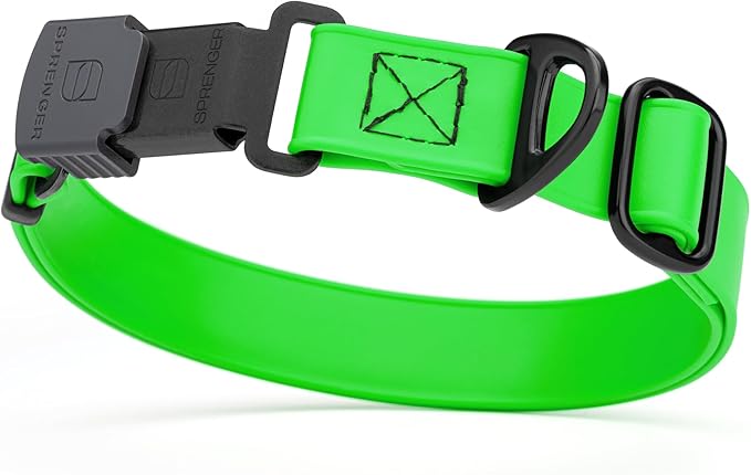 Dogline Biothane Waterproof Dog Collar with Herm Sprenger Stainless Steel Quick Release Buckle – Heavy Duty Tactical Durable Collar for Dogs – Comfortable and Safe Pet Collar, W 1" L 15-25", Green-PawvioPets