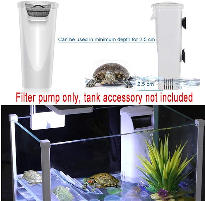 Aquarium Waterfall Filter Reptiles Turtle Filter for small tank 1-15 gallon, Low Level Water Clean Pump Internal Bio Media Water Filtration System for Fish Amphibian Cichlids Frog (Waterfall Filter)-PawvioPets