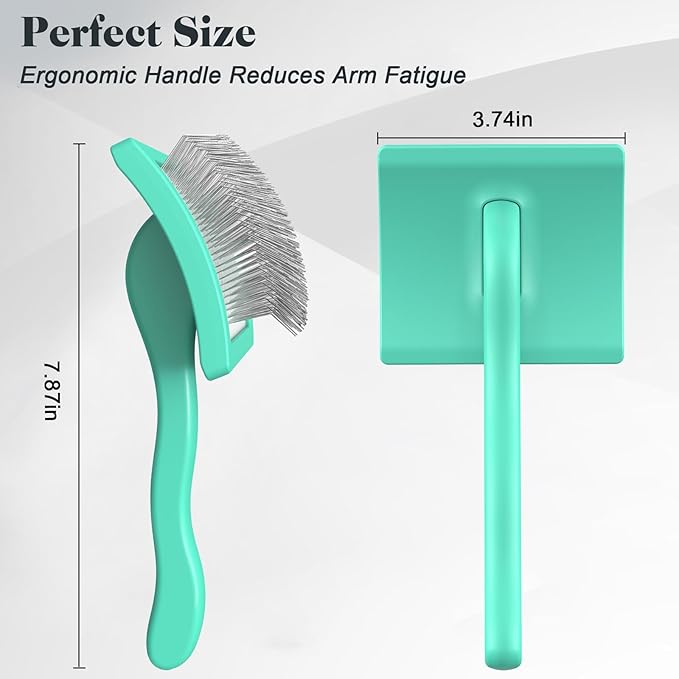 2PCS Slicker Brush for Dogs & Pet Comb,Professional Dog Grooming Brush (Goldendoodles,Poodles,Labradoodles) with Extra Long Pins to Effectively Remove Tangles, Knots and Mats (Cyan)-PawvioPets