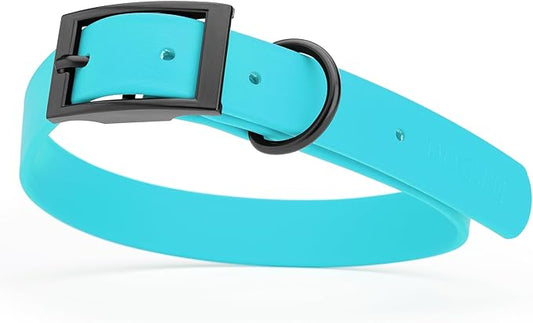 Dogline Biothane Waterproof Dog Collar Strong Coated Nylon Webbing with Black Hardware Odor- Proof for Easy Care Easy to Clean High Performance Fits Small Medium or Large Dogs, Sky Blue-PawvioPets
