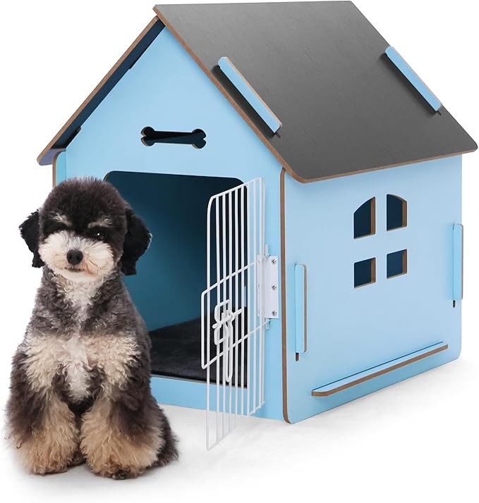 Dog House Indoor for Small Dogs or Cats, Cozy Wooden Design, Small Indoor Bed House, with Air Vents and Elevated Floor Warm Dog Cave-PawvioPets