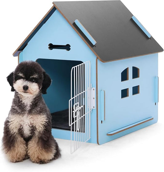 Dog House Indoor for Small Dogs or Cats, Cozy Wooden Design, Small Indoor Bed House, with Air Vents and Elevated Floor Warm Dog Cave-PawvioPets