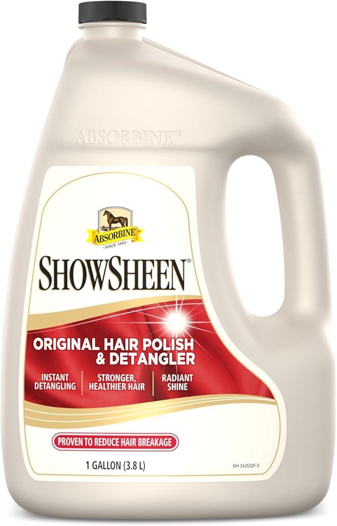 Absorbine ShowSheen Hair Polish & Detangler 128oz Refill Jug, Horse and Dog Coat, Mane and Tail, Instant Detangling & Reduces Hair Breakage for Healthy Grooming & Radiant Shine-PawvioPets