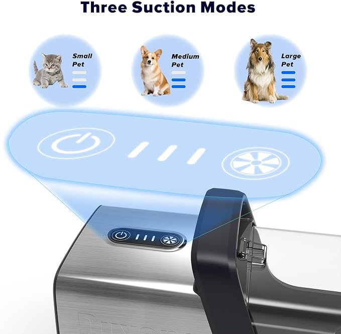 Dog Grooming Kit & Dog Hair Vacuum,15000 Pa Powerful Suction, Pet Grooming Vacuum Removes 99% Pet Hair, Includes Clippers, Brush, Nail Trimmer Grinder, Stainless Steel-PawvioPets