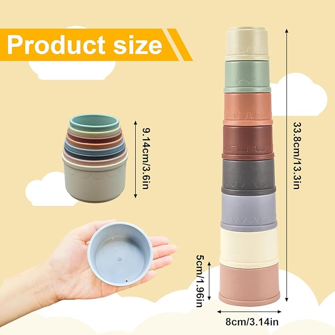 8 Pcs Stacking Cups for Small Animal Toys,Nesting Rabbit Toys of Different Sizes,Safe Plastic Colorful Nesting Toys for Bunny Guinea Pig Hiding Food and Playing-PawvioPets