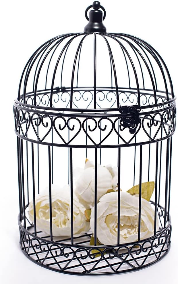 Anderson's Decorative Black Wire Birdcage Wedding Centerpiece, Table Décor, Hanging Decorations, Reusable-PawvioPets