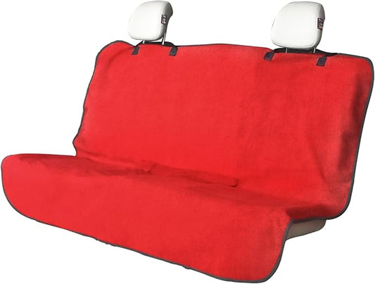 Back Seat Cover for Car Trucks Van SUV,Waterproof Rear Bench Towel Seat Covers for Dogs and Kids,Automotive Backseat Protector (Red)-PawvioPets