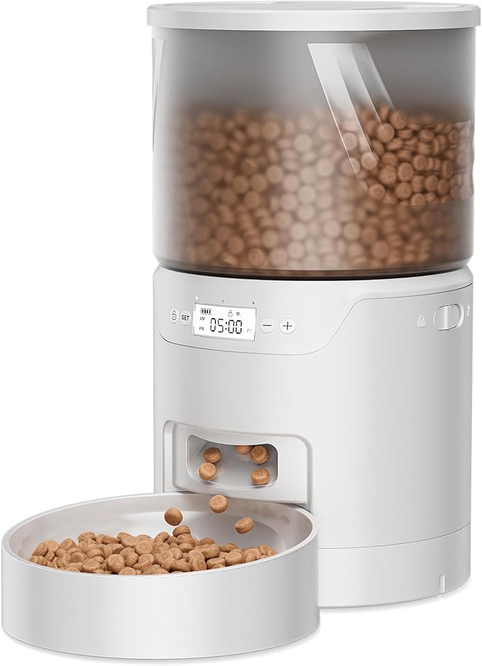 Automatic Cat Feeder: 3L Auto Food Dispenser with Timed Feeding| 6 Meal Programmable& 1-20 Portion Precise Control- Easy to Clean & Setup for Cat Indoor| Desiccant Bag Keep Food Fresh-PawvioPets