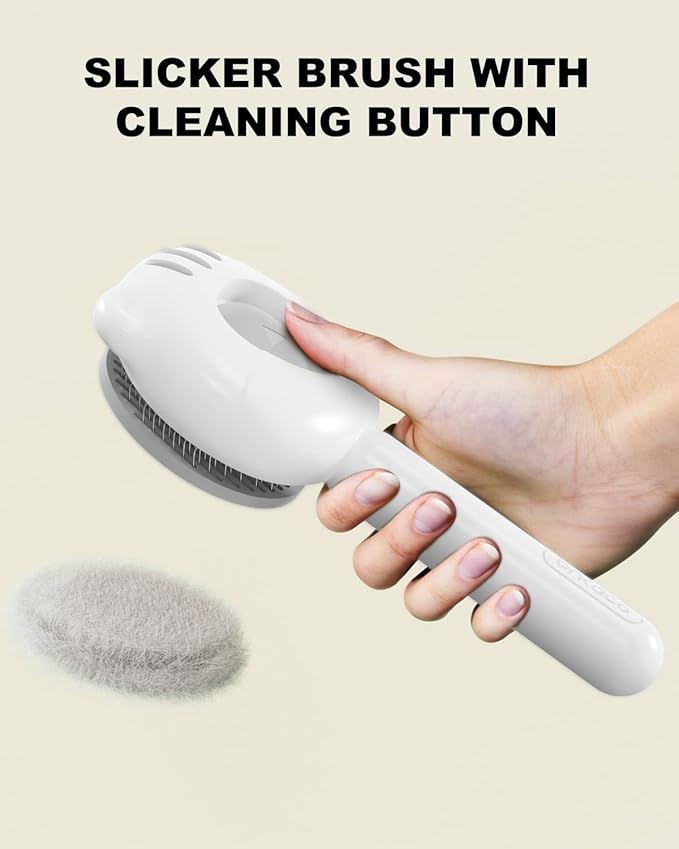 Cat Brush for Short or Long Haired Cats Dogs Rabbits, Cute Tiger Shape Dog Brushes with Release Button for Massage and Removes Loose Fur, Dog Hair Brush Pet Grooming Deshedding Comb-PawvioPets