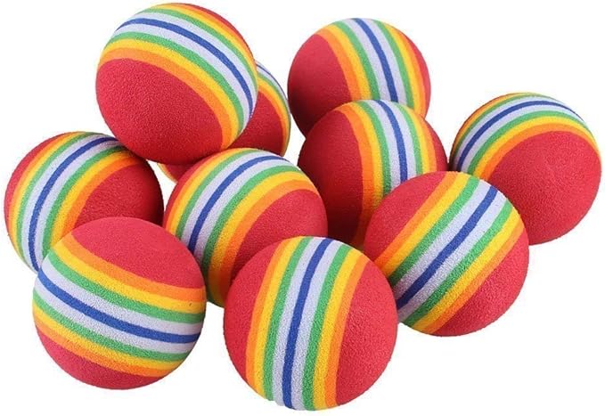Colorful Soft Foam Rainbow Play Balls for Pet Dog and Cat Toys (12)-PawvioPets