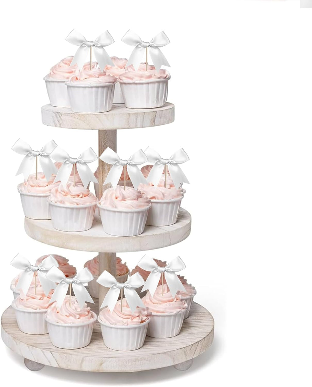 24 PCS Bow Cupcake Toppers Bow Cupcake Picks Bowknot Birthday Party Decorations Bowknot Cake Dessert Picks for Baby Shower Birthday Wedding Bridal Engagement Party Cake Decorations Supplies Silver