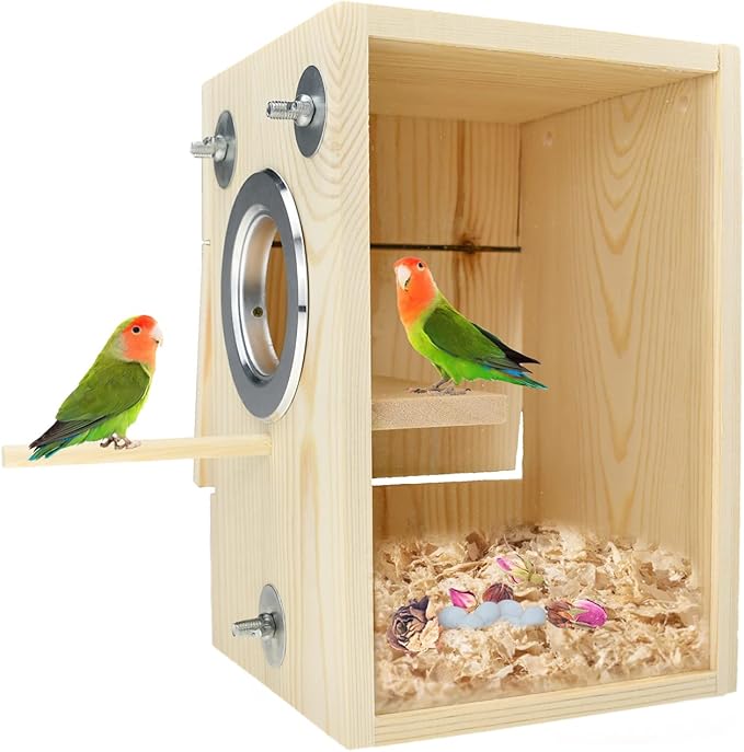 Bird Nest Box Parakeet Breeding Nest Box Bird Nest House Wooden Acrylic Transparent Breeding Box for Finch Lovebirds Cockatiel Budgie Conure Parrot-PawvioPets