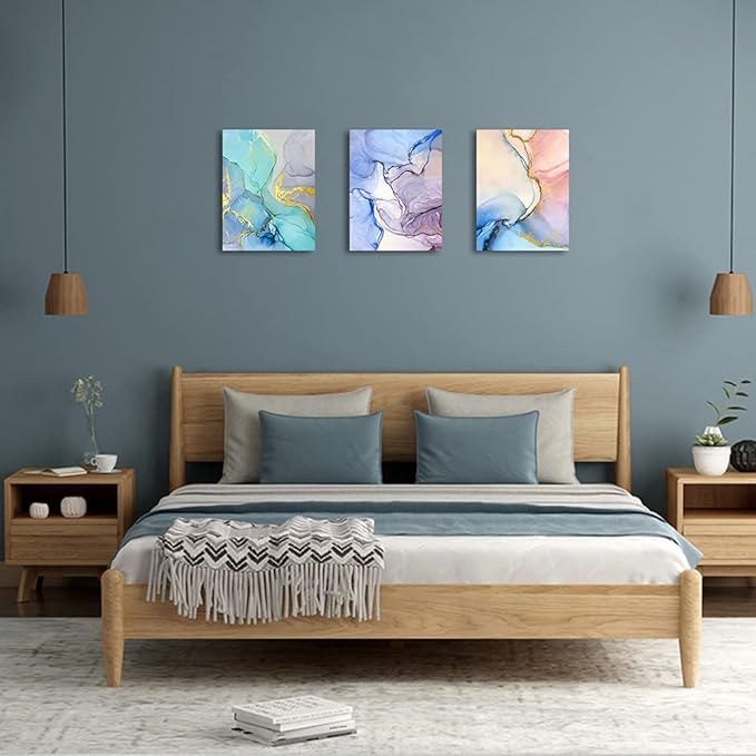 Abstract Wall Decor For Living Room Canvas Wall Art Paintings For Bedroom Colorful Color Abstract Wall Artworks Pictures For Office Kitchen Decoration Bathroom Home Decorations Art 3 Piece 16x24 Inch-PawvioPets
