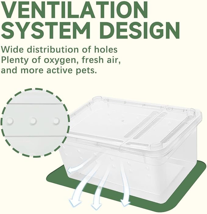 8 PCS Reptile Terrarium Plastic Clear Enclosure Portable Reptile Transport Box for Snakes, Frogs, Lizards, Insects, Scorpions, Geckos, Spiders Perfect Reptile Enclosure.-PawvioPets