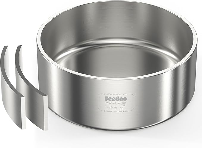 42oz Double Layer 304 Stainless Steel Dog Bowl - Insulated & Durable | Non-Slip Base | Easy to Clean | BPA-Free Safe Dog Food and Water Bowl-PawvioPets
