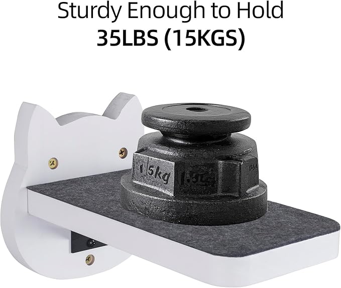 ESPETS White Painted Wooden Cat Wall Floating Steps Set of 3 - Wall Mounted Cat Floating Furniture Shelves and Perches, Sturdy Climber Stairs Ladders - Holds up 30lbs-PawvioPets