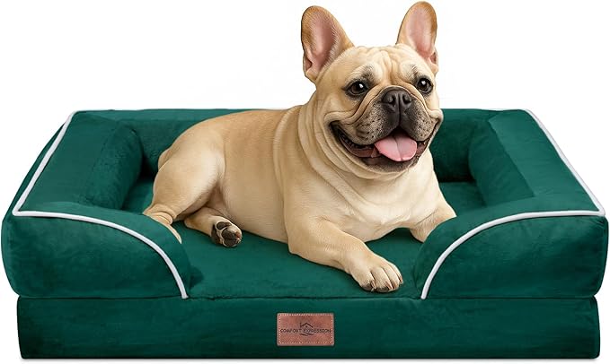 Comfort Expression Small Dog Beds Waterproof Orthopedic Foam Dog Sofa Beds for Medium Dogs Comfy Pet Bed with Washable Removable Cover & Non-Slip Bottom(Small,Emerald)-PawvioPets