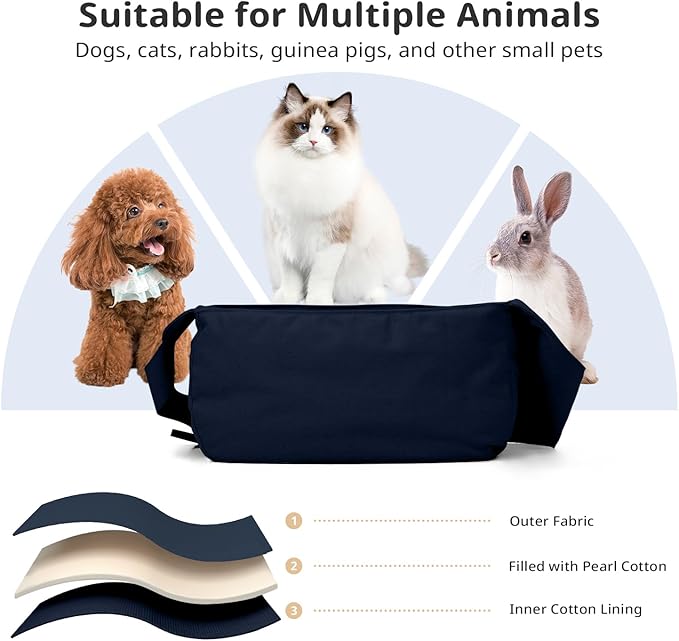 Dog Sling Carrier for Small Dogs and Cats, Lightweight Collapsible Pet Travel Bag with Adjustable Strap, Side Pockets & Breathable Mesh (Navy Blue, 15.7" L x 5.9" W x 8.6" H)-PawvioPets