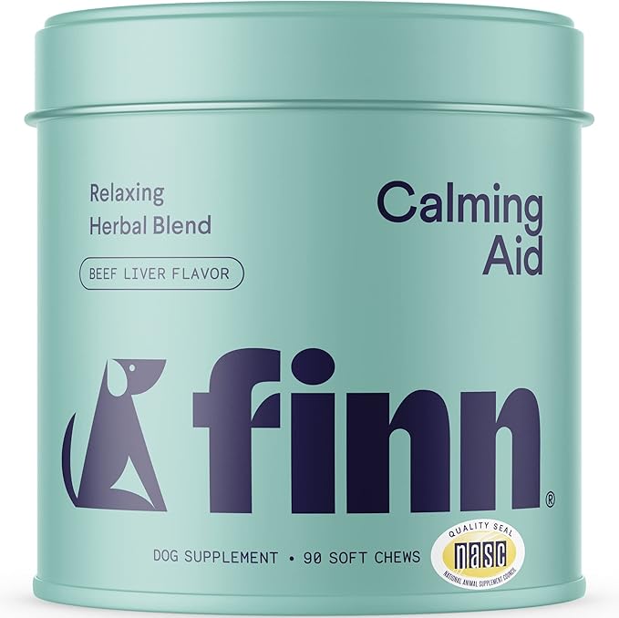 Finn Calming Aid for Dogs - Natural Calming Chews with Melatonin to Support Stress, Separation & Sleep - 90 Soft Chews-PawvioPets