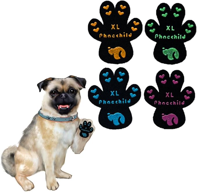 Dog Paw Pads Anti-Slip Grips,Dog Paw Protectors for Senior Dogs on Hot Pavement,Provides Traction to Keep Them from Slipping on Smooth Floors 20 sets-80 Pads Multicolor XL-PawvioPets
