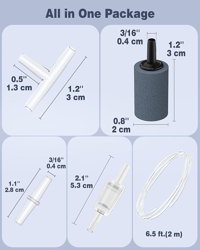 Pawfly Aquarium Air Pump Oxygen Pump for 10-200 Gallon Fish Tanks Buckets Dual Outlet Adjustable Ultra Quiet Aerator Pump with Accessories-PawvioPets