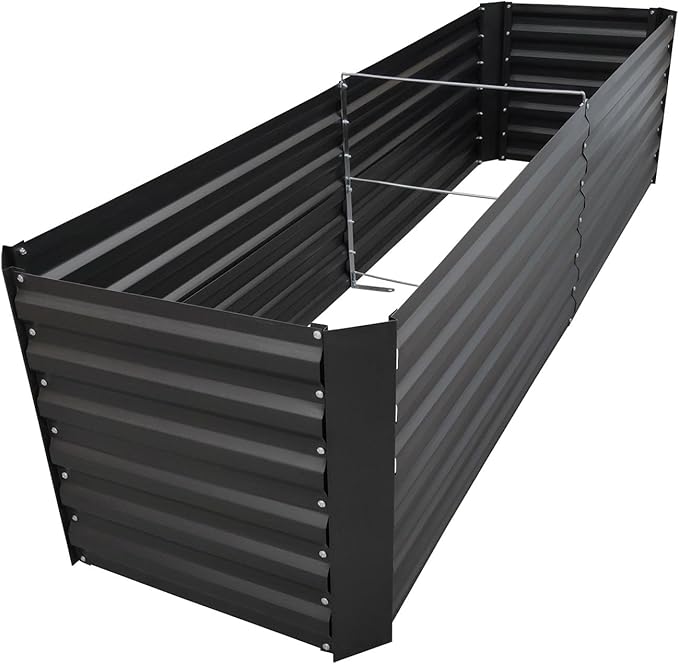 8x2x2FT Metal Raised Garden Bed Kit, Galvanized Outdoor Garden Bed Planter Box for Vegetables, Flowers, Herbs, Succulents and More, Black-PawvioPets