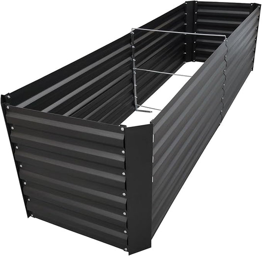 8x2x2FT Metal Raised Garden Bed Kit, Galvanized Outdoor Garden Bed Planter Box for Vegetables, Flowers, Herbs, Succulents and More, Black-PawvioPets