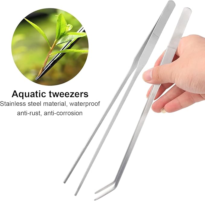 4 in 1 Aquascaping Tools Aquarium Plant Tools Anti-Rust Fish Tank Tools Stainless Steel Tweezers Scissors Spatula for Fish Starter Kits, Aquariums Tank and Terrarium-PawvioPets