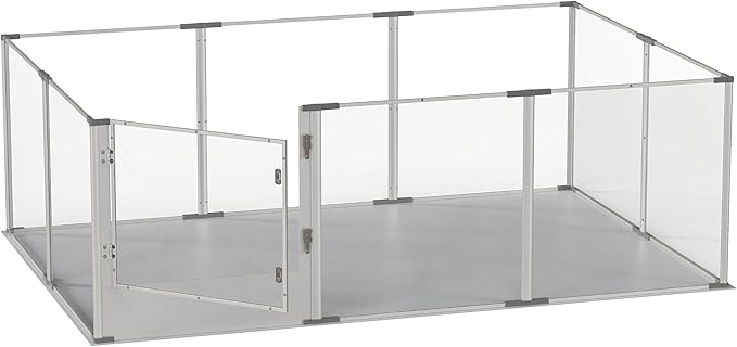 Dog Clear Playpen Fence Kennel: 10Panels Indoor Transparent Whelping Box Pen Cage with Waterproof whelping pad - Extra Long Acrylic Exercise Kennel with Metal Frame for Cats Puppy Rabbits Guinea Pig-PawvioPets