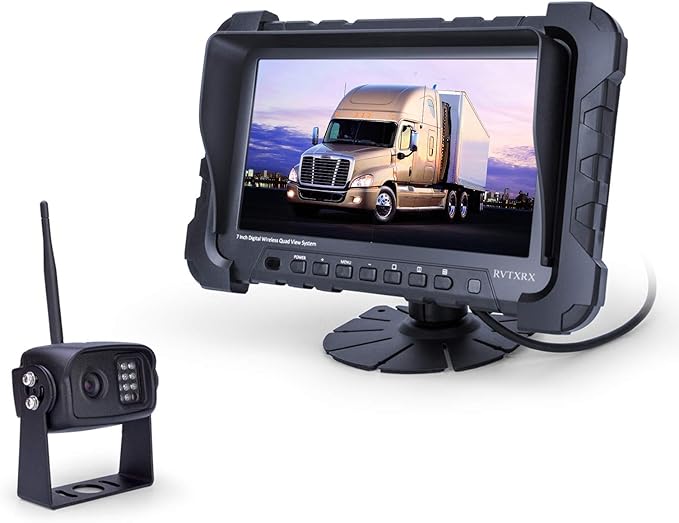Digital Wireless Backup Camera System, 720P Reverse Camera Wireless with Infrared Night Vision and Wide Viewing Angles, 7 inch Wireless Monitor Split Screen for Trailer, RVs, Camper, 5th Wheel, etc-PawvioPets
