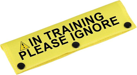 Funny Dog Leash Sleeve in Training Please Ignore Dog Leash Wrap Sleeve Alert Tag Pet Birthday Gift (Training Please Ignore-YE Sleeve)-PawvioPets