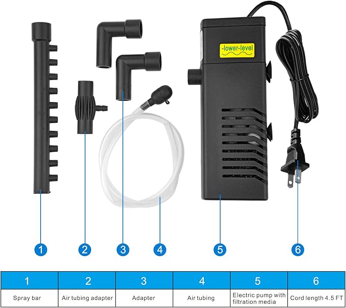 DOMICA Internal Aquarium Filter with Aeration System 100GPH 5W Power Filter for 5 to 15 Gallons Fish Tank, Submersible Fish Tank Filter-PawvioPets