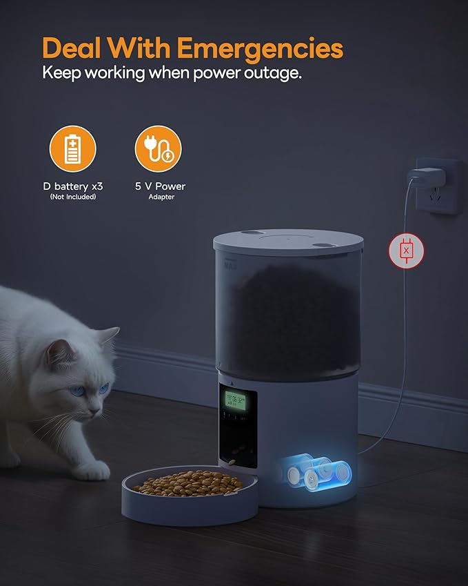 Automatic Cat Feeder Food Dispenser: 6L Timed Small Dog Dry Food Dispenser with 10s Voice - Distributeur Nourriture Chat Hund Programmable - Auto Pet Feeder with 1-6 Meals White-PawvioPets