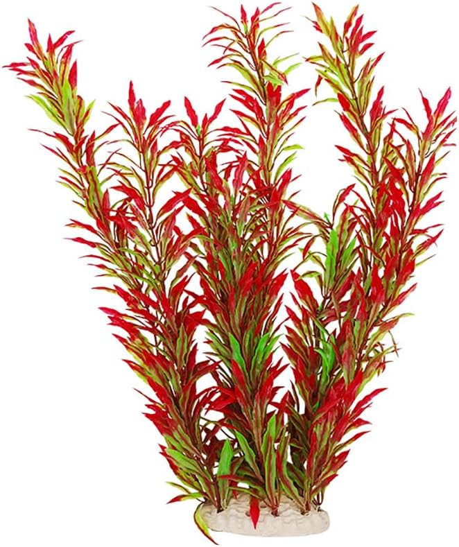DSkoiph 2 pcs Aquarium Decor Plastic Plants Extra Large 21 Inches Artificial Fish Tank Plants Tall Fish Tank Decorations Artificial Green Water Plants (Wine)-PawvioPets