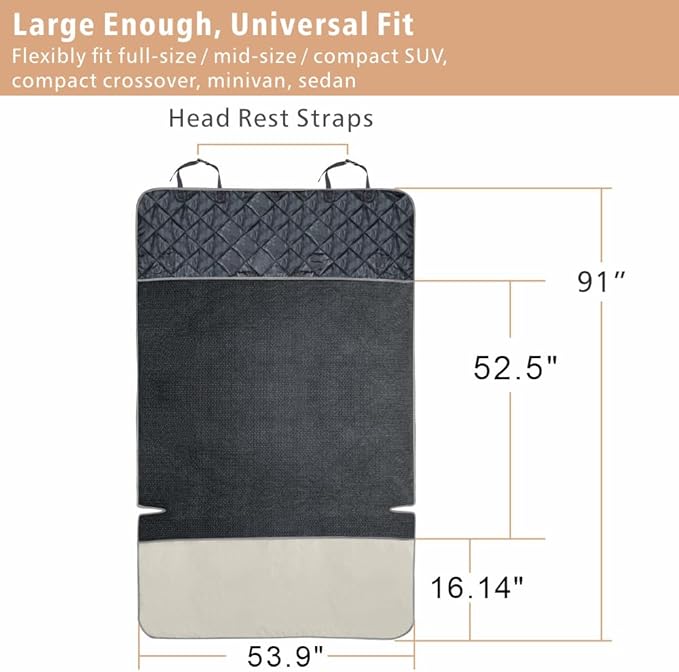 F-color SUV Cargo Liner for Dogs, Water Resistant Pet Cargo Cover Dog Seat Cover Mat for SUVs Sedans Vans with Bumper Flap Protector, Non-Slip, Large Size Universal Fit, Beige-PawvioPets