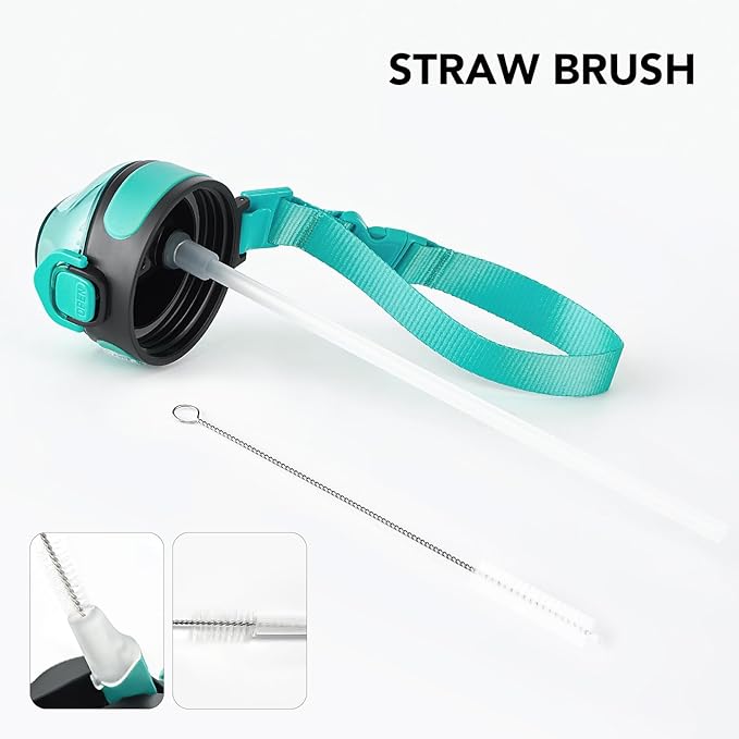 Enerbone 32 oz Insulated Water Bottle, Stainless Steel Bottle with Carrying Strap, Double-Wall Vacuum Insulation Design, Leakproof Sports Bottle with Straw, Keep Drinks Cold or Hot for Hours-PawvioPets