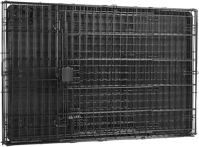 Amazon Basics Durable,Foldable Metal Wire Dog Crate with Tray, Double Door, 42 x 28 x 30 in, Black-PawvioPets