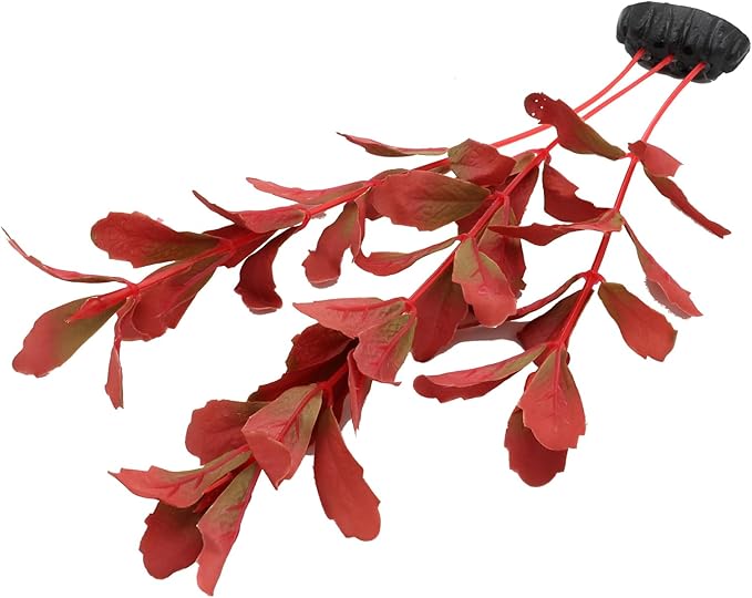 2-Pack 12 Inch Aquarium Silk Aquarium Plants, Artificial Plastic Plant for Small Tank, Goldfish, Fish Hides (Red, 12 Inch)-PawvioPets