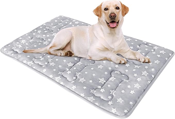 Dog Crate Bed Mat (36" X 23"), Soft Dog Bed Mat with Cute Stars, Personalized Crate Pad, Anti-Slip Bottom, Machine Washable Kennel Pad-PawvioPets