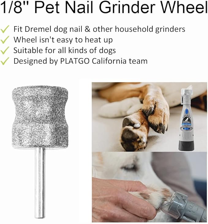 Diamond Dremel Dog Nail Grinder Bit, Dremel Nail Grinder for Pets, Faster Jumbo Dremel Diamond Bit for Dog Nails, 1/8'' Dremel Dog Nail Grinder Attachment, Dog Nail Grinder for Animals Nail Care-PawvioPets