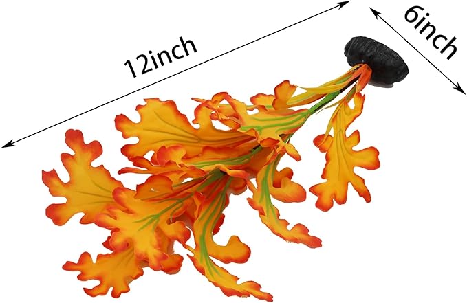 2-Pack 12 Inch Aquarium Silk Aquarium Plants, Artificial Plastic Plant for Small Tank, Goldfish, Fish Hides (Yellow, 12 Inch)-PawvioPets