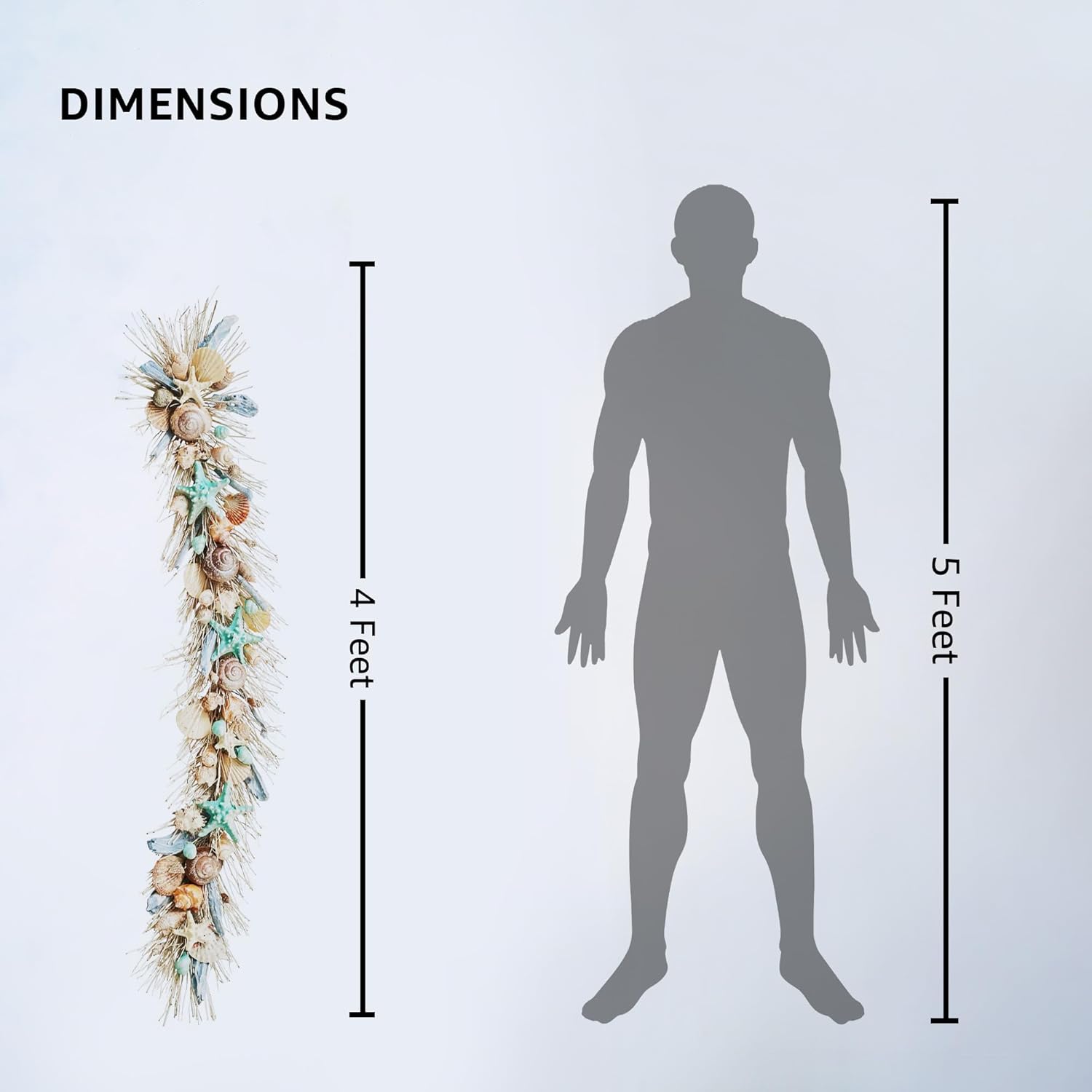 HOLIDAY TREE Handcrafted 48'' Shell Coastal Summer Garland for Home, Staircase, Wall, Hallway and More