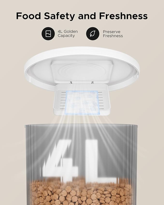 Automatic Cat Feeder with Camera - 2.4GHz APP - Controlled Cat Food Dispenser- Features HD Video for Indoor Use, Easy Setup & Cleaning, 2 - Way Audio, and a Desiccant Bag to Keep Food Fresh-PawvioPets