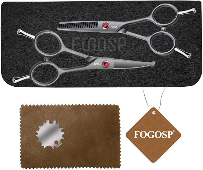 4.5" Dog Grooming Scissors - 2pcs Curved Scissors & Thinning Shears for Small Dog, Cat Face & Paws - Japan 440C (2Kit)-PawvioPets