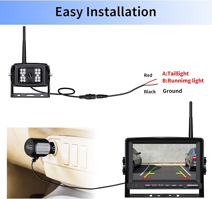 9" Wireless Backup Camera System for RV Truck Trailer Camper, 9 Inch DVR Quad Split Monitor IP69 Waterproof HD 1080P Wireless Rear Side View Cameras, Stable Signal Observation System - B904-PawvioPets