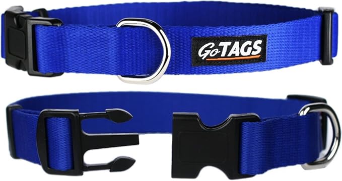 GoTags Dog Collars, Durable Solid Nylon Dog Collars in 5 Color Options and 4 Adjustable Sizes for Puppy and Dogs Extra Small, Small, Medium or Large-PawvioPets
