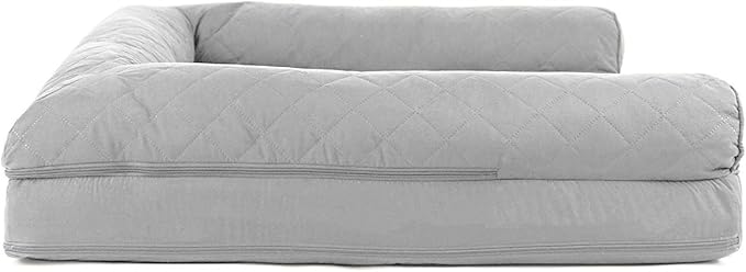 Furhaven Cooling Gel Dog Bed for Large Dogs w/ Removable Bolsters & Washable Cover, For Dogs Up to 95 lbs - Quilted Sofa - Silver Gray, Jumbo/XL-PawvioPets